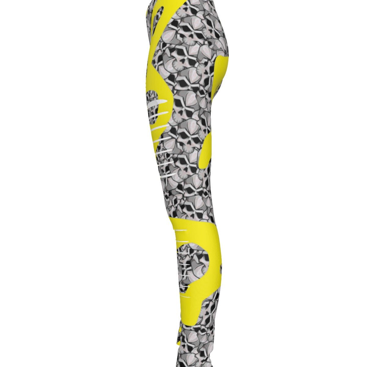 Camouflage Skulls In Yellow All-Over Print Women's Ripped Leggings