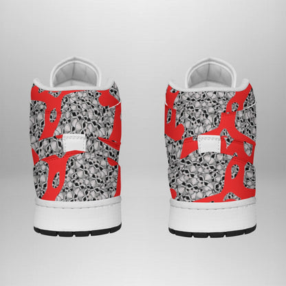 Camouflage Skulls In Red Women's Faux Leather Stitching Shoes