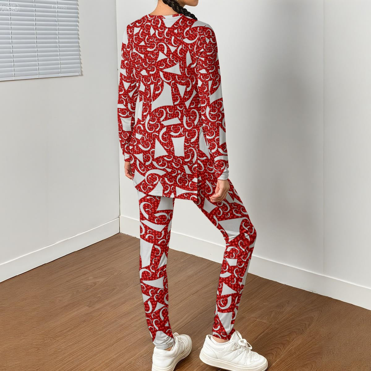 Dancing Clay All-Over Print Women's Side Split T-shirt Set