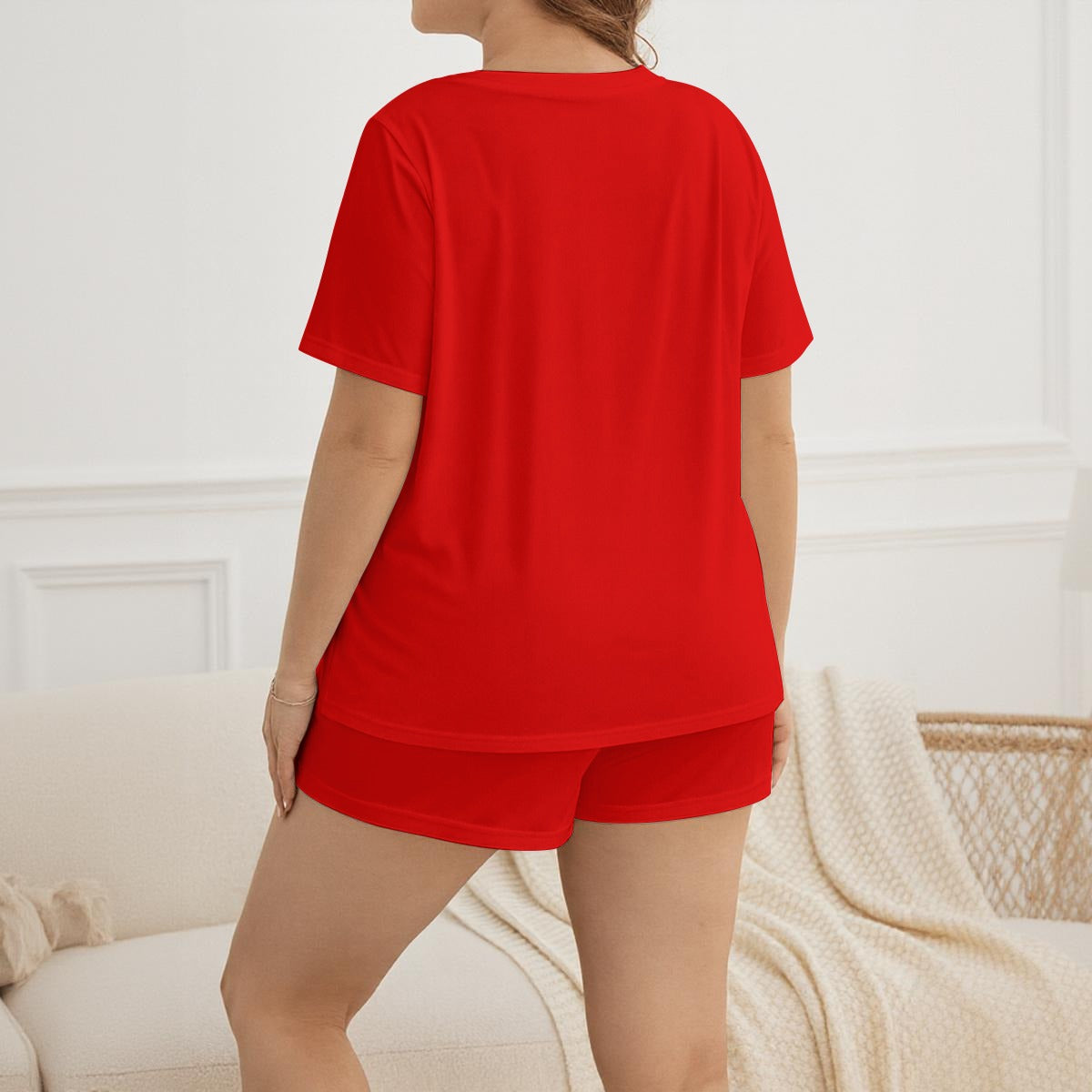 Paint Drip Woman In Red All-Over Print Women's Soft-Touch Pajama Set With Shorts
