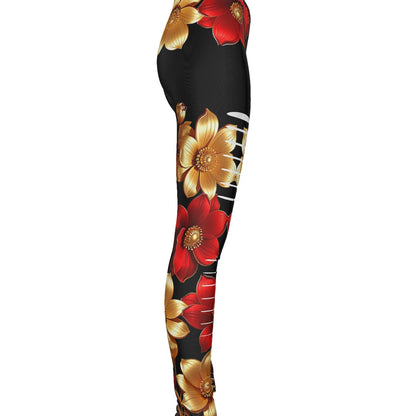 Heavenly Floral In Black All-Over Print Women's Ripped Leggings