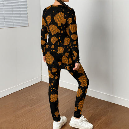 Rock Meteors All-Over Print Women's Side Split T-shirt Set