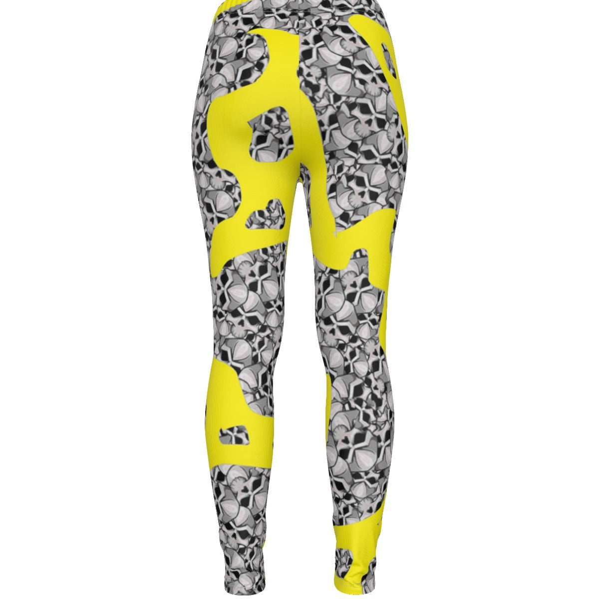 Camouflage Skulls In Yellow All-Over Print Women's Ripped Leggings