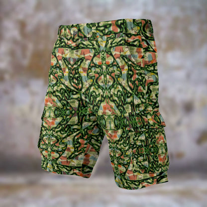 Green Supreme All-Over Print Men's Cargo Shorts