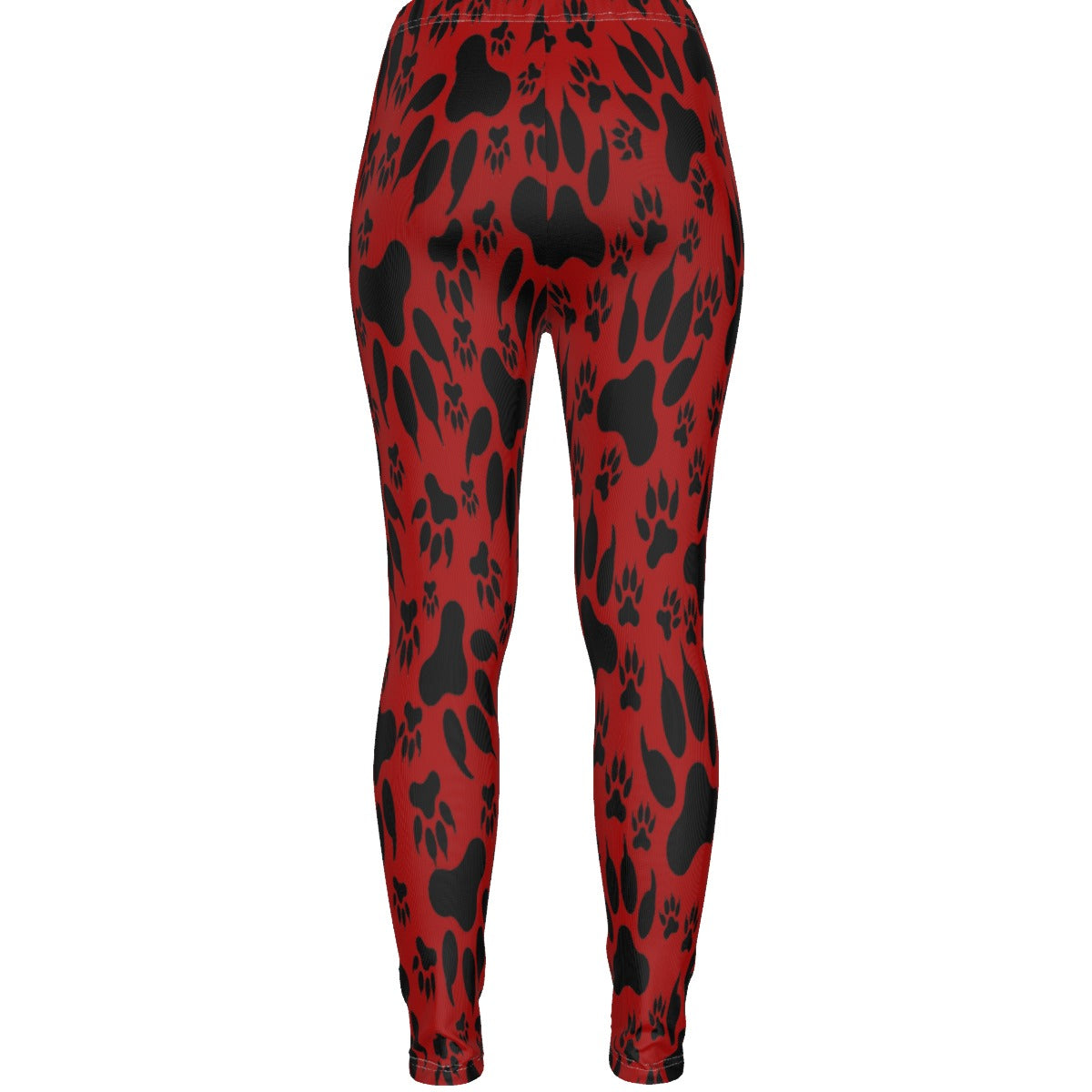 Paw Prints In Red All-Over Print Women's Ripped Leggings