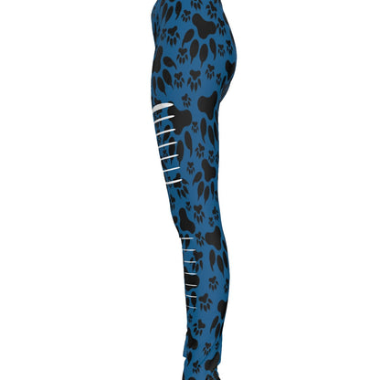 Paw Prints In Blue All-Over Print Women's Ripped Leggings