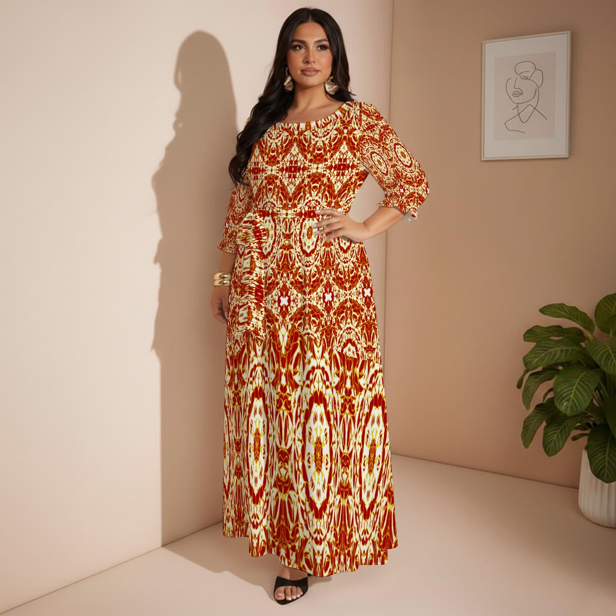 Tribal All-Over Print Women’s Maxi Dress|Plus Size