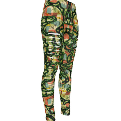 Tribal Land All-Over Print Women's Ripped Leggings