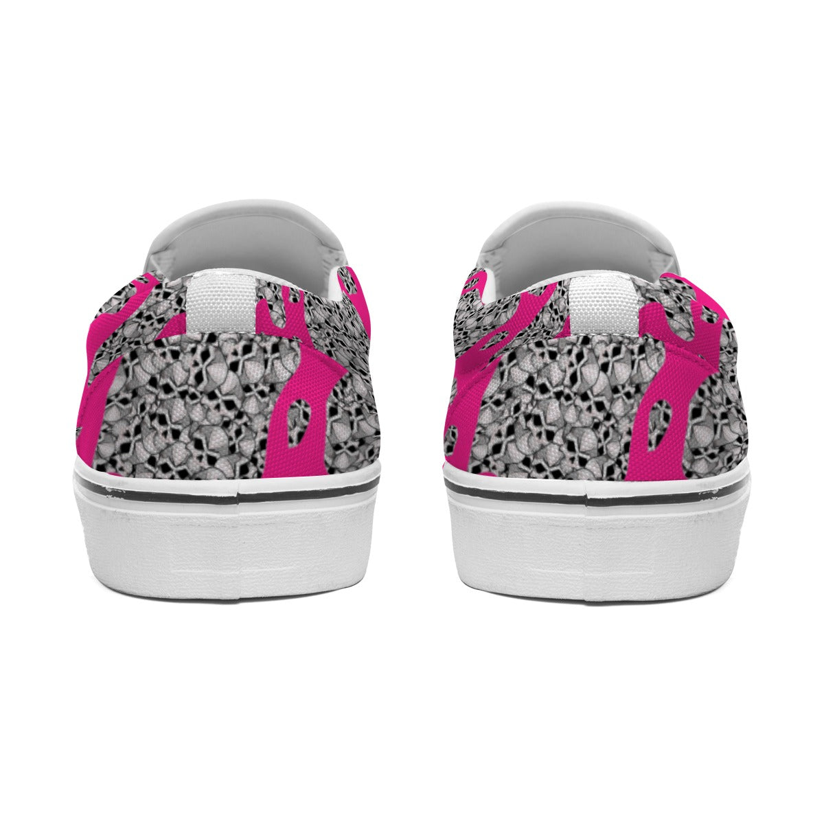 Camouflage Skulls In Pink Women's Slip On Sneakers