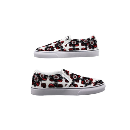 Rhinestone Colorful Flowers And Crosses In White Women's Slip On Sneakers