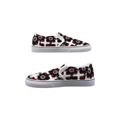 Rhinestone Colorful Flowers And Crosses In White Women's Slip On Sneakers