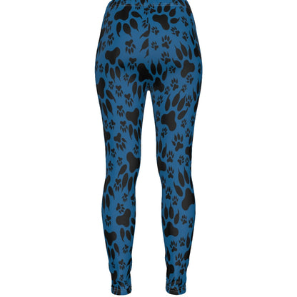 Paw Prints In Blue All-Over Print Women's Ripped Leggings