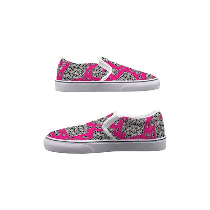 Camouflage Skulls In Pink Women's Slip On Sneakers