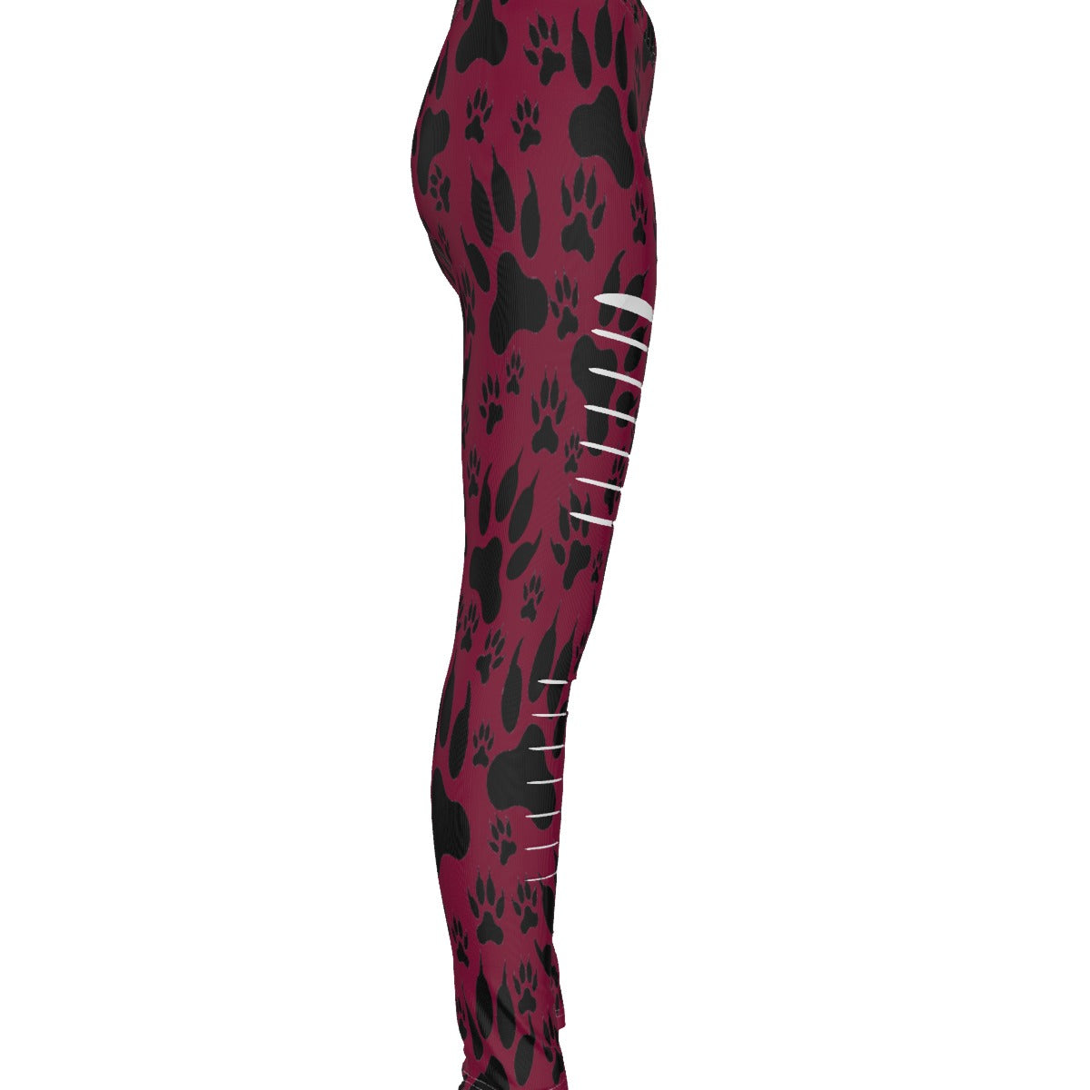 Paw Prints In Burgundy All-Over Print Women's Ripped Leggings