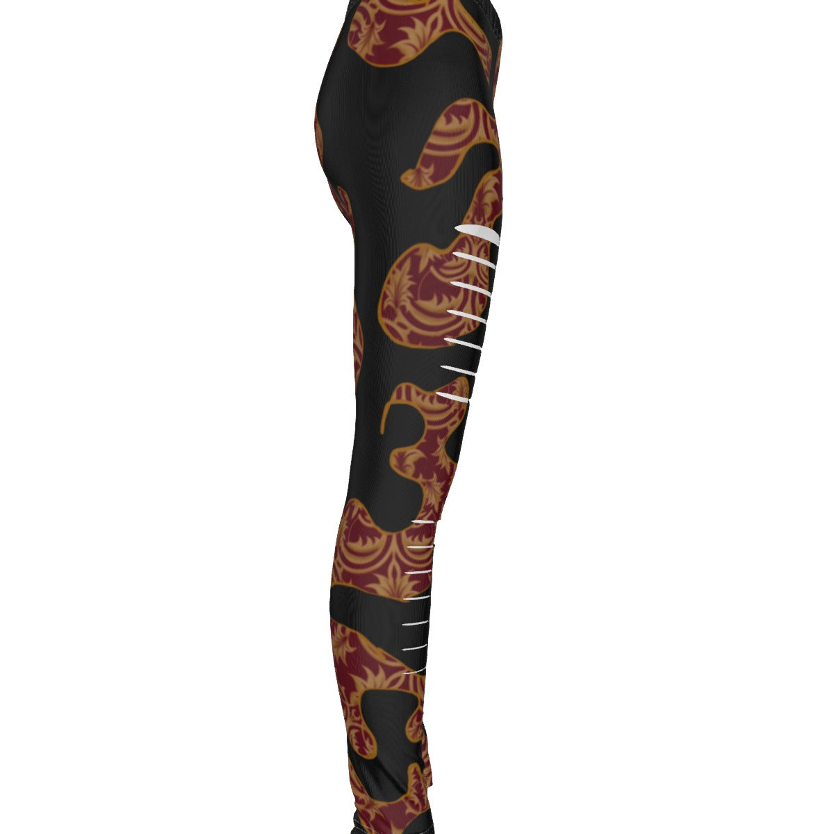 Woodgrain In Black All-Over Print Women's Ripped Leggings