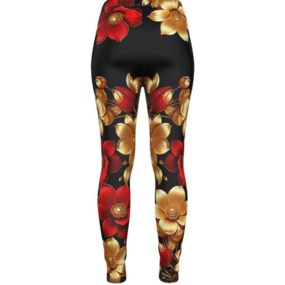 Heavenly Floral In Black All-Over Print Women's Ripped Leggings