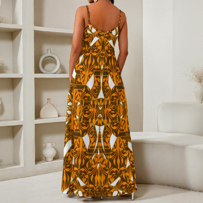 Tribal Blend All-Over Print Women's Elegant V-Neck Maxi Dress