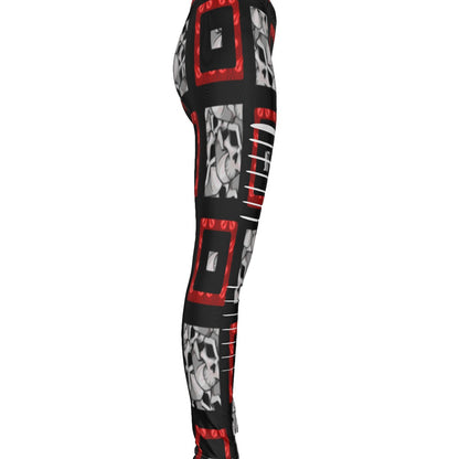 Skulls And Squares In Black All-Over Print Women's Ripped Leggings