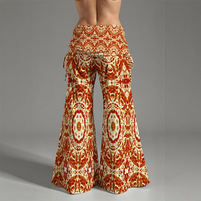 Tribal All-Over Print Women's High Waist Wide Leg Pants