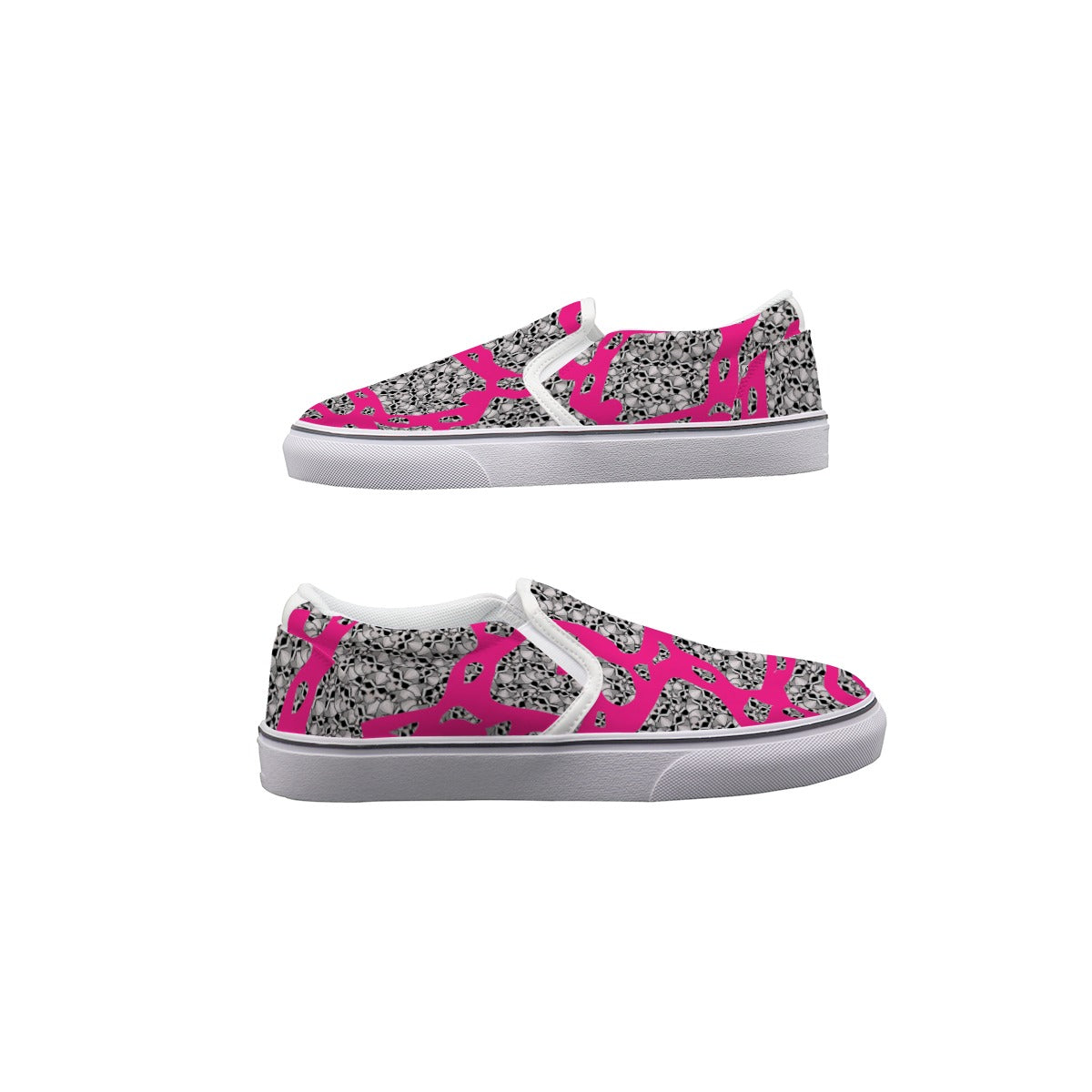 Camouflage Skulls In Pink Women's Slip On Sneakers
