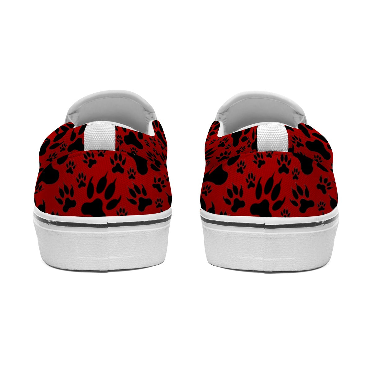 Paw Prints In Red Women's Slip On Sneakers