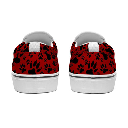 Paw Prints In Red Women's Slip On Sneakers