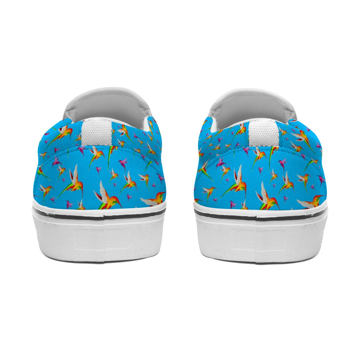 Humming Birds In Blue Women's Slip On Sneakers