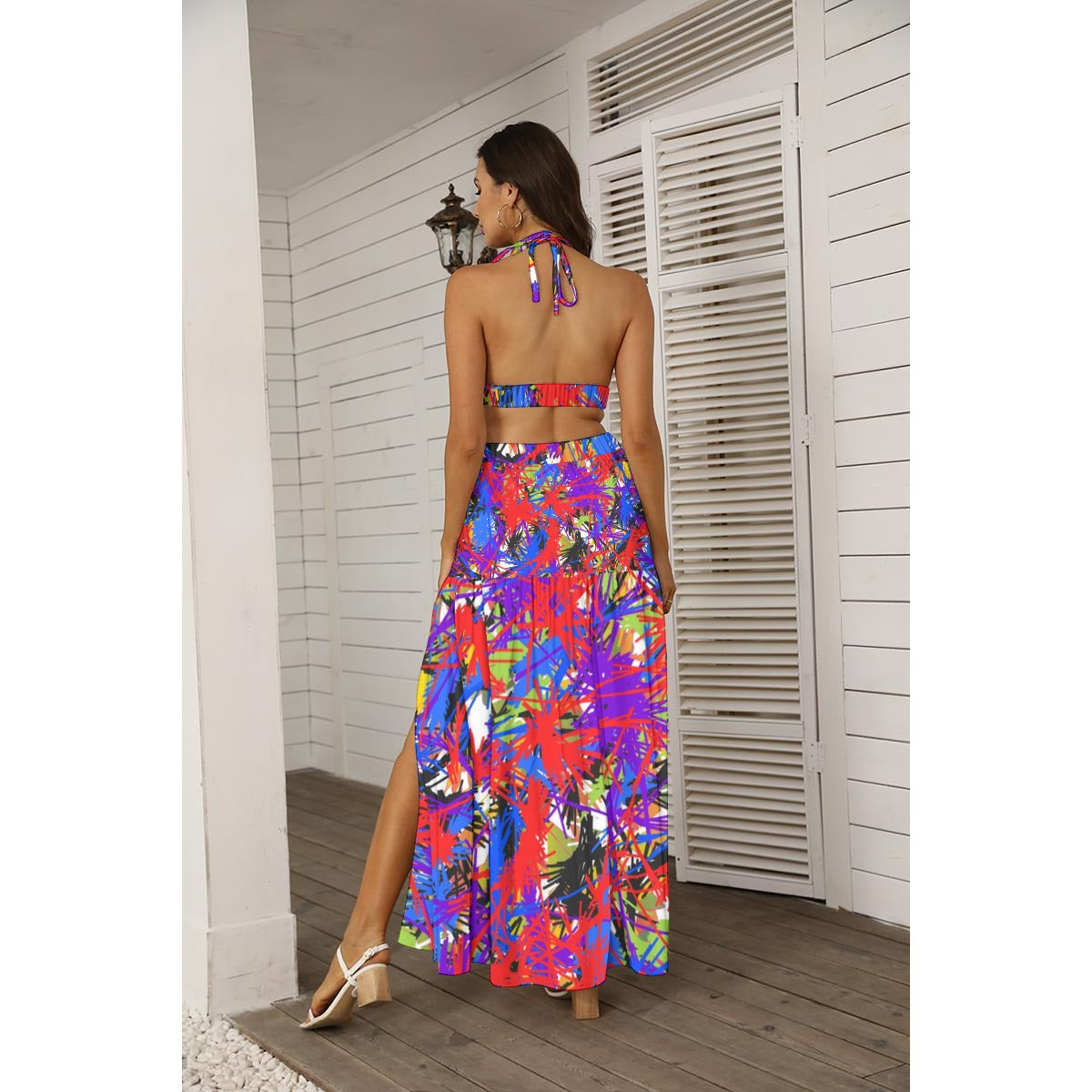 Paint Splash All-Over Print Women's Tie Back Wrap Dress
