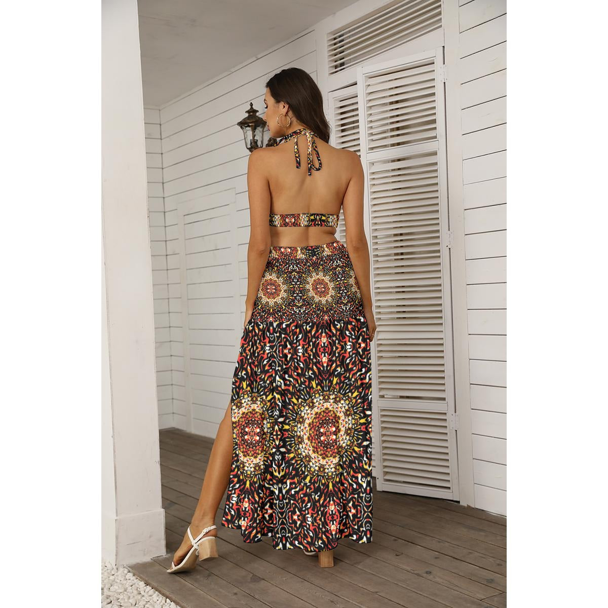 Tribal All-Over Print Women's Tie Back Wrap Dress