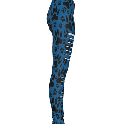 Paw Prints In Blue All-Over Print Women's Ripped Leggings