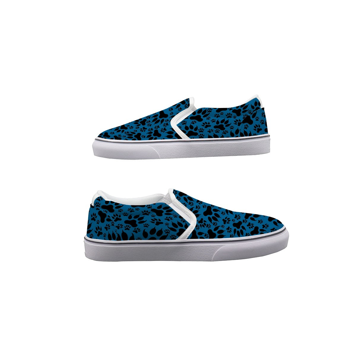 Paw Prints In Blue Women's Slip On Sneakers