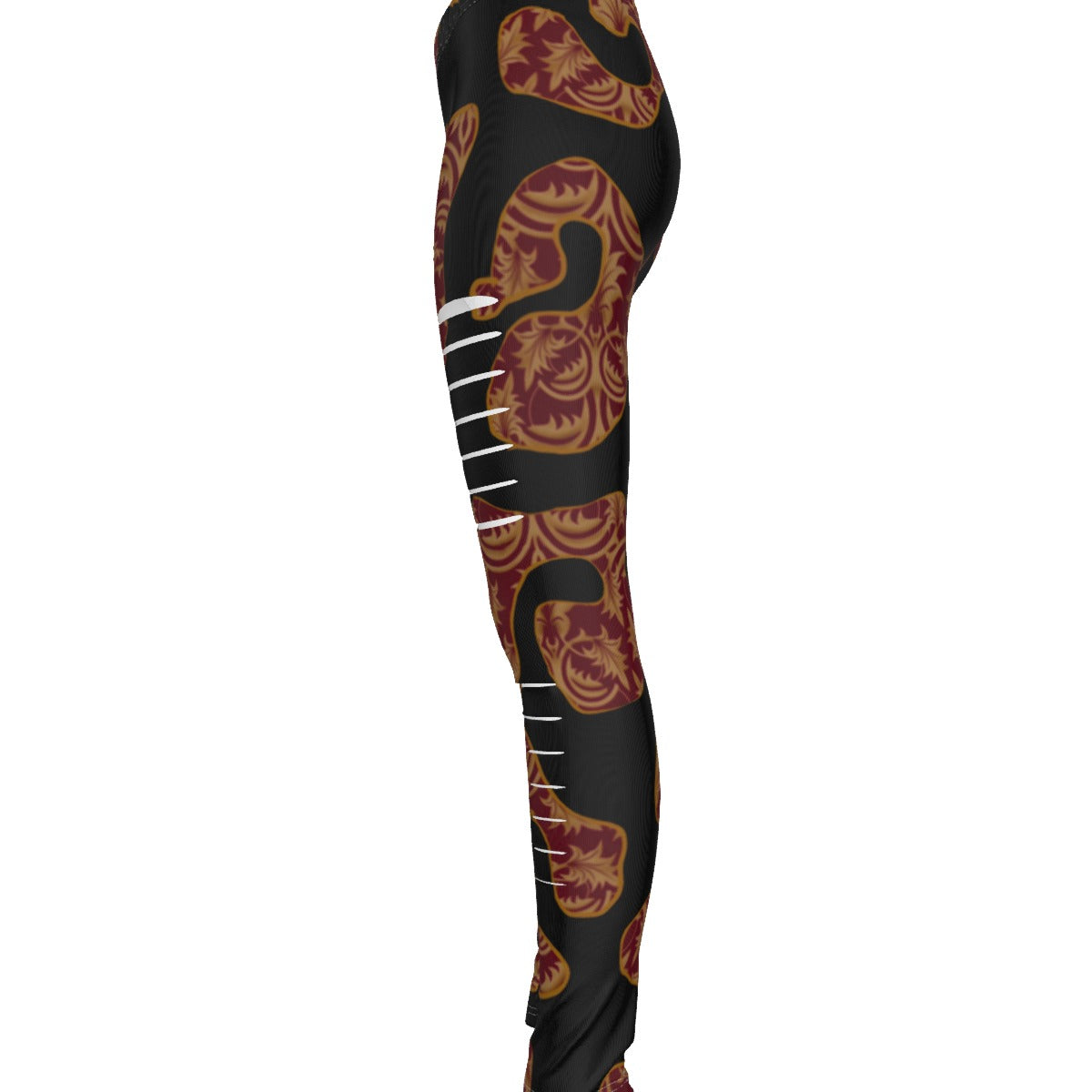 Woodgrain In Black All-Over Print Women's Ripped Leggings