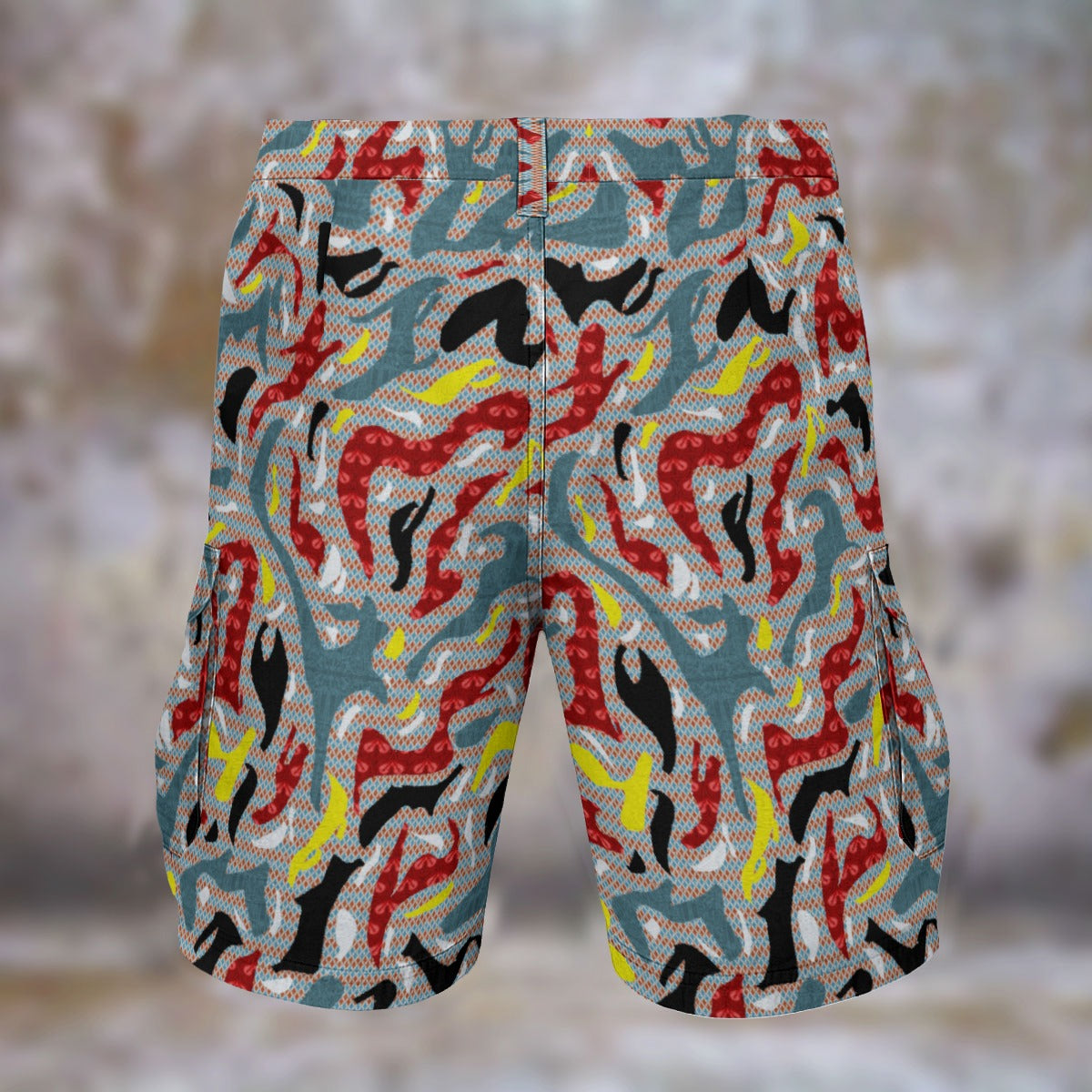 Camouflage Color Maze Print Men's Cargo Shorts
