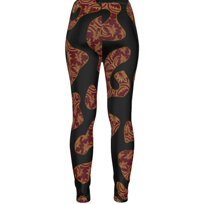 Woodgrain In Black All-Over Print Women's Ripped Leggings