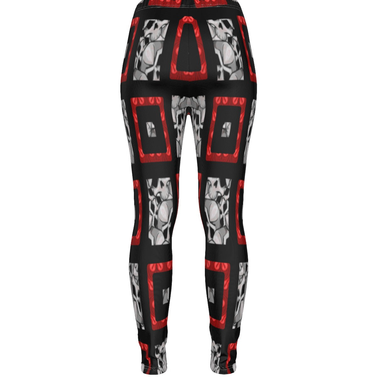 Skulls And Squares In Black All-Over Print Women's Ripped Leggings