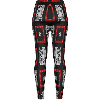 Skulls And Squares In Black All-Over Print Women's Ripped Leggings