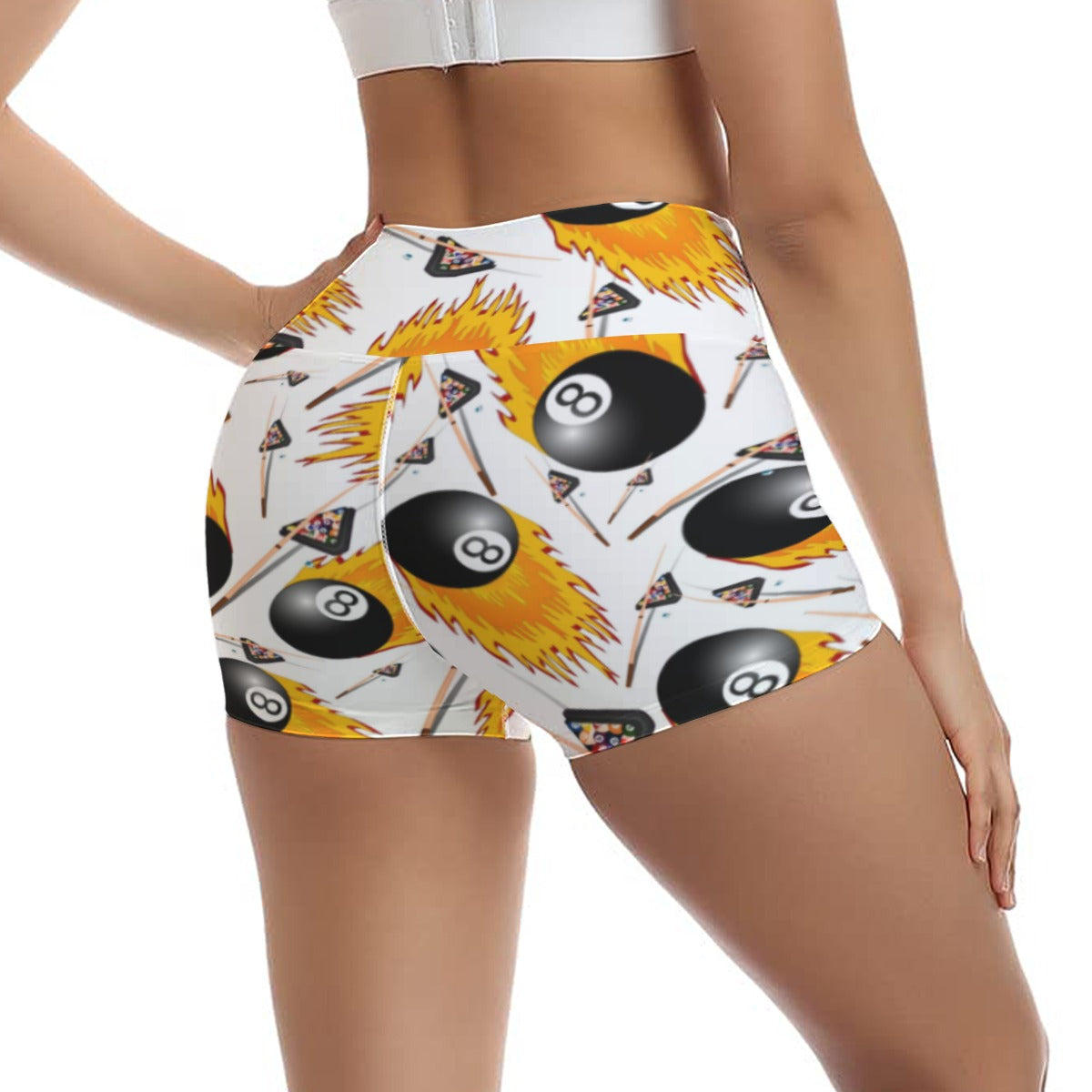 Fire 8 Ball All-Over Print Women's Ultra-Short Yoga Shorts