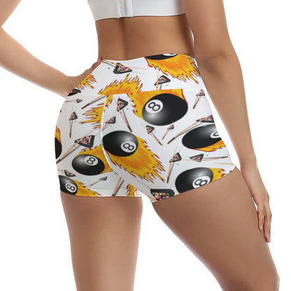 Fire 8 Ball All-Over Print Women's Ultra-Short Yoga Shorts