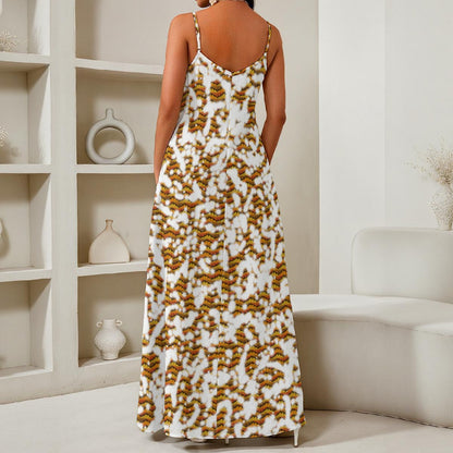 Frosty Print Women's Elegant V-Neck Maxi Dress
