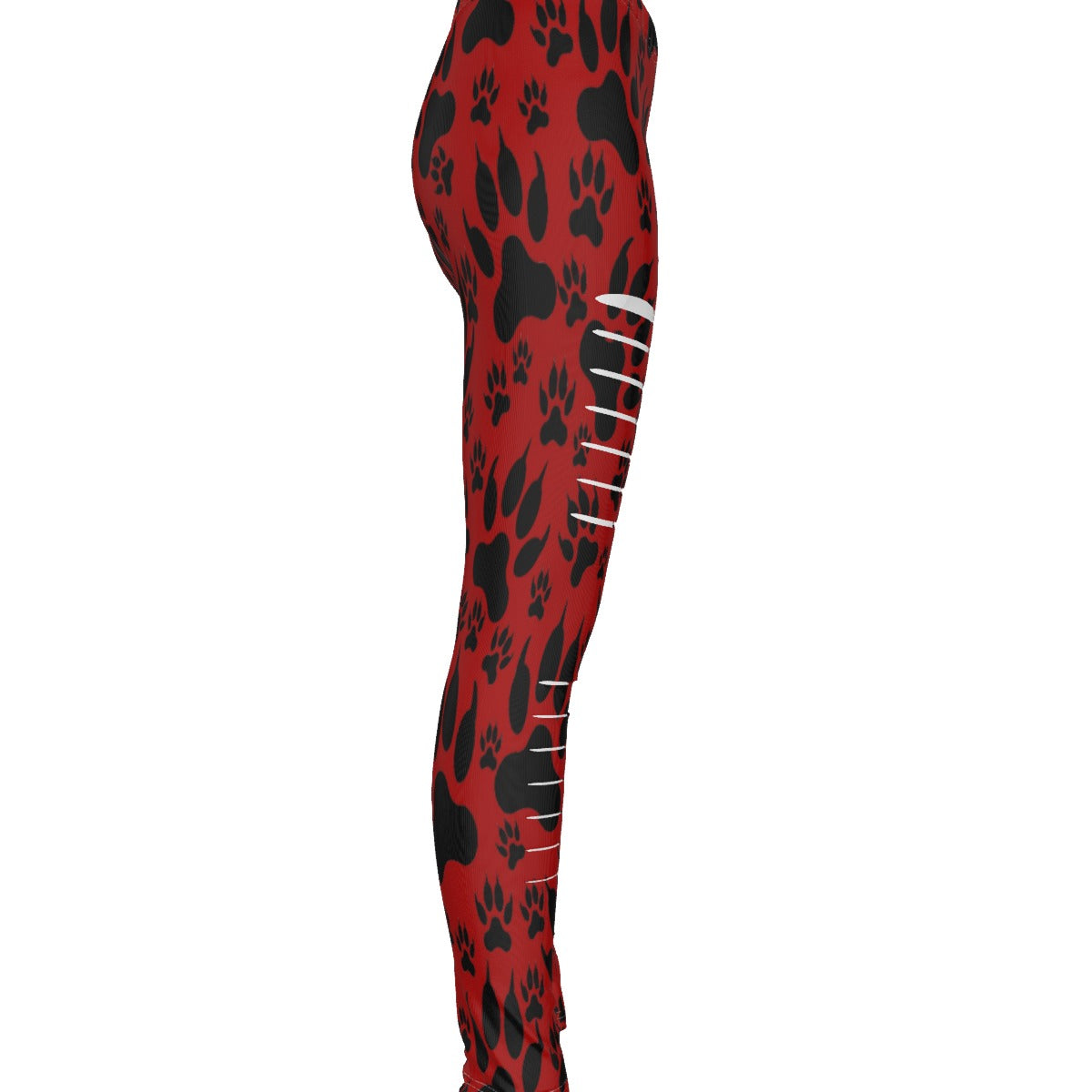 Paw Prints In Red All-Over Print Women's Ripped Leggings
