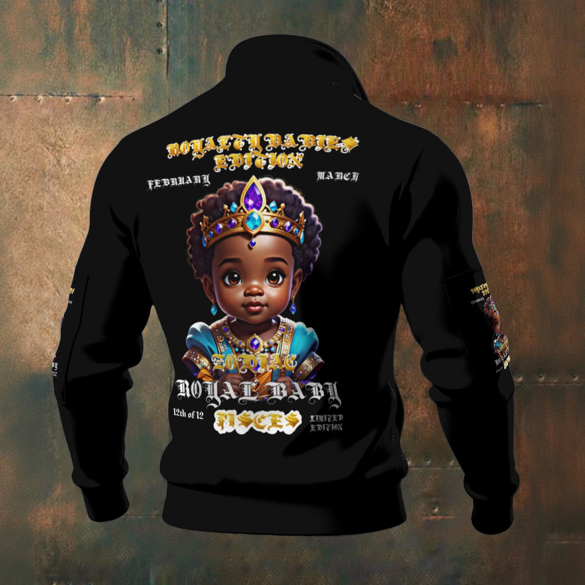 ZODIAC- PISCES ROYALTY BABIES EDITION All-Over Print Men's Thick Knit Fleece Jacket