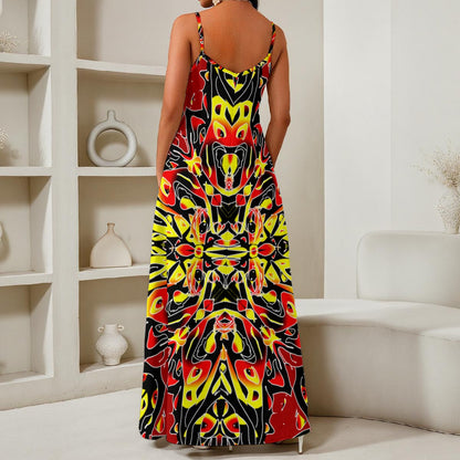 Tribal All-Over Print Women's Elegant V-Neck Maxi Dress