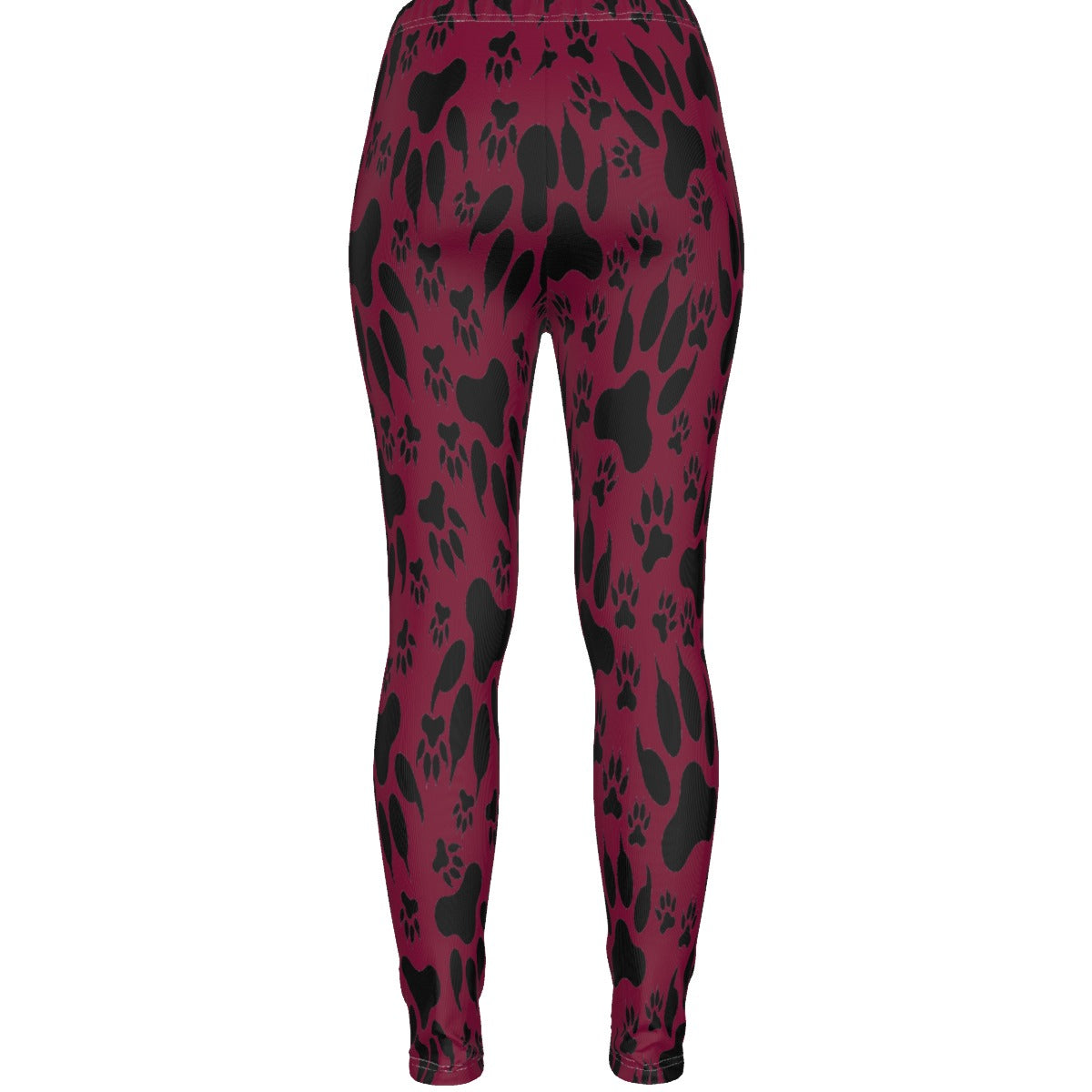 Paw Prints In Burgundy All-Over Print Women's Ripped Leggings