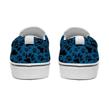 Paw Prints In Blue Women's Slip On Sneakers