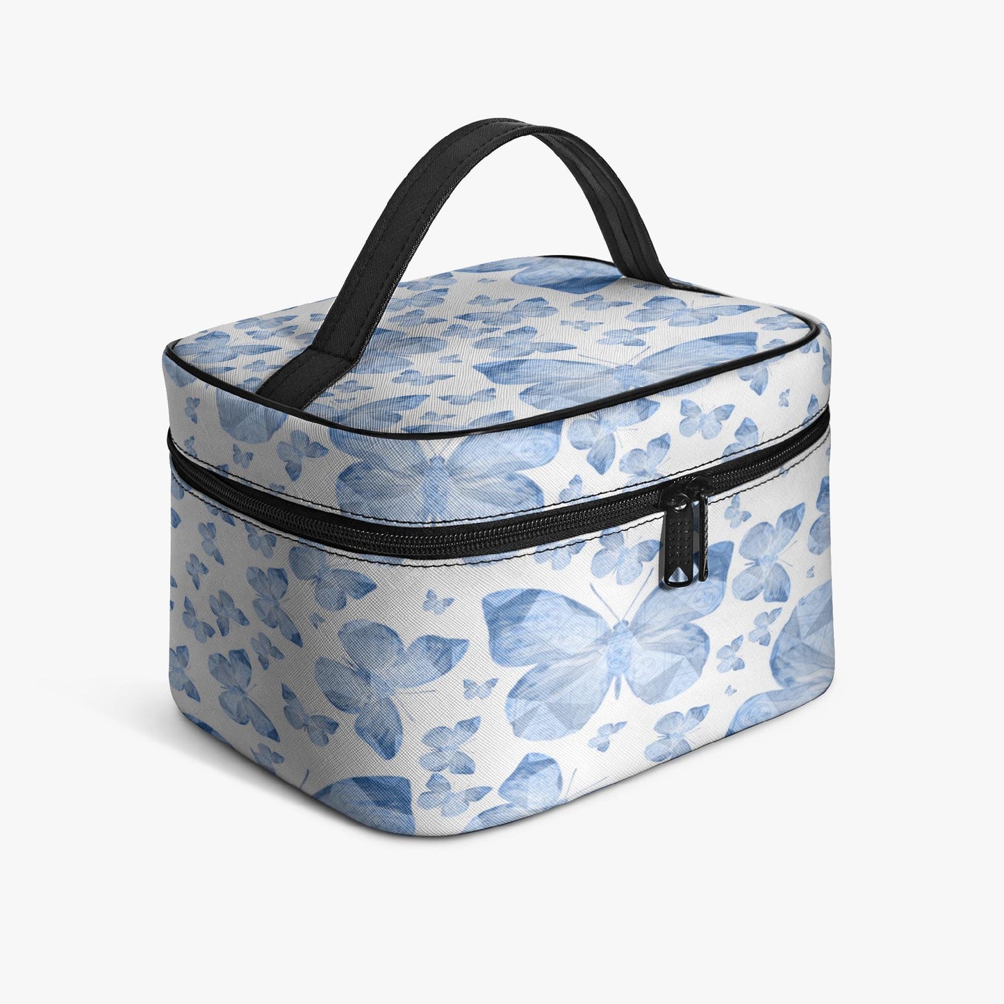 Blue Butterflies In White Travel Makeup Bag