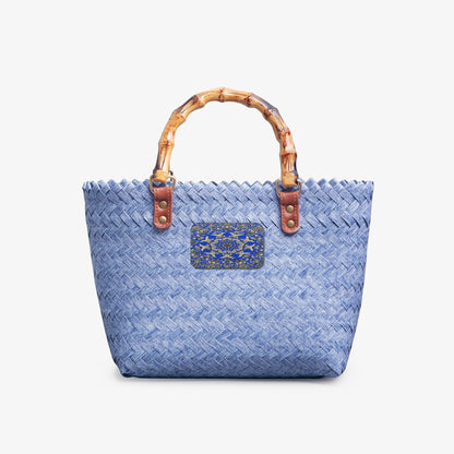 Blue Breeze Woven Basket Bag