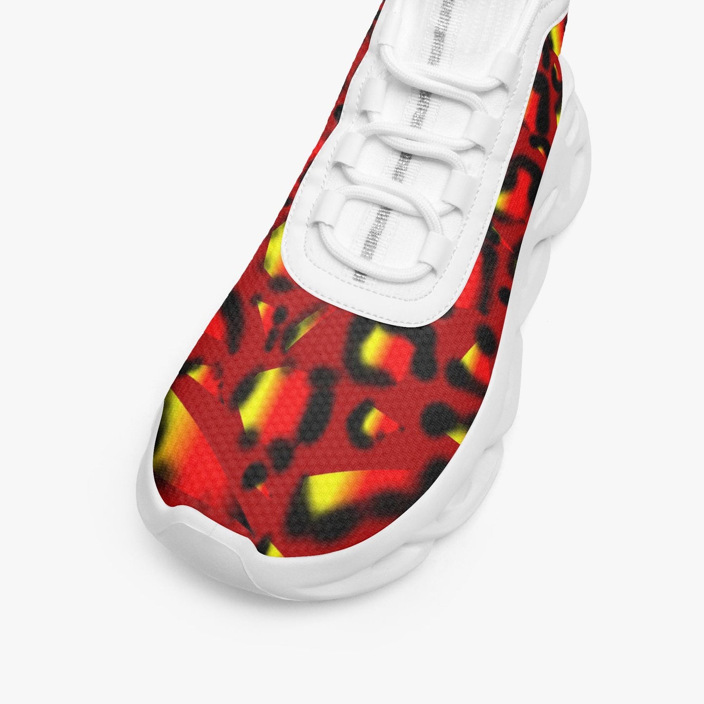 Vibrant Animal Print High-top Bounce Mesh Knit Sneakers