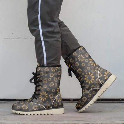Flower Boomtelyah Cotton-pad Fur Lining Boots