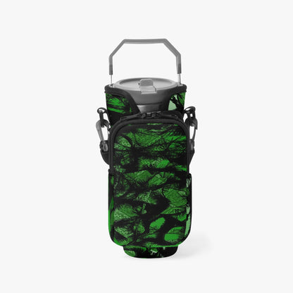 Green Furry Like Camouflage Tumbler Sleeve with Phone Holder