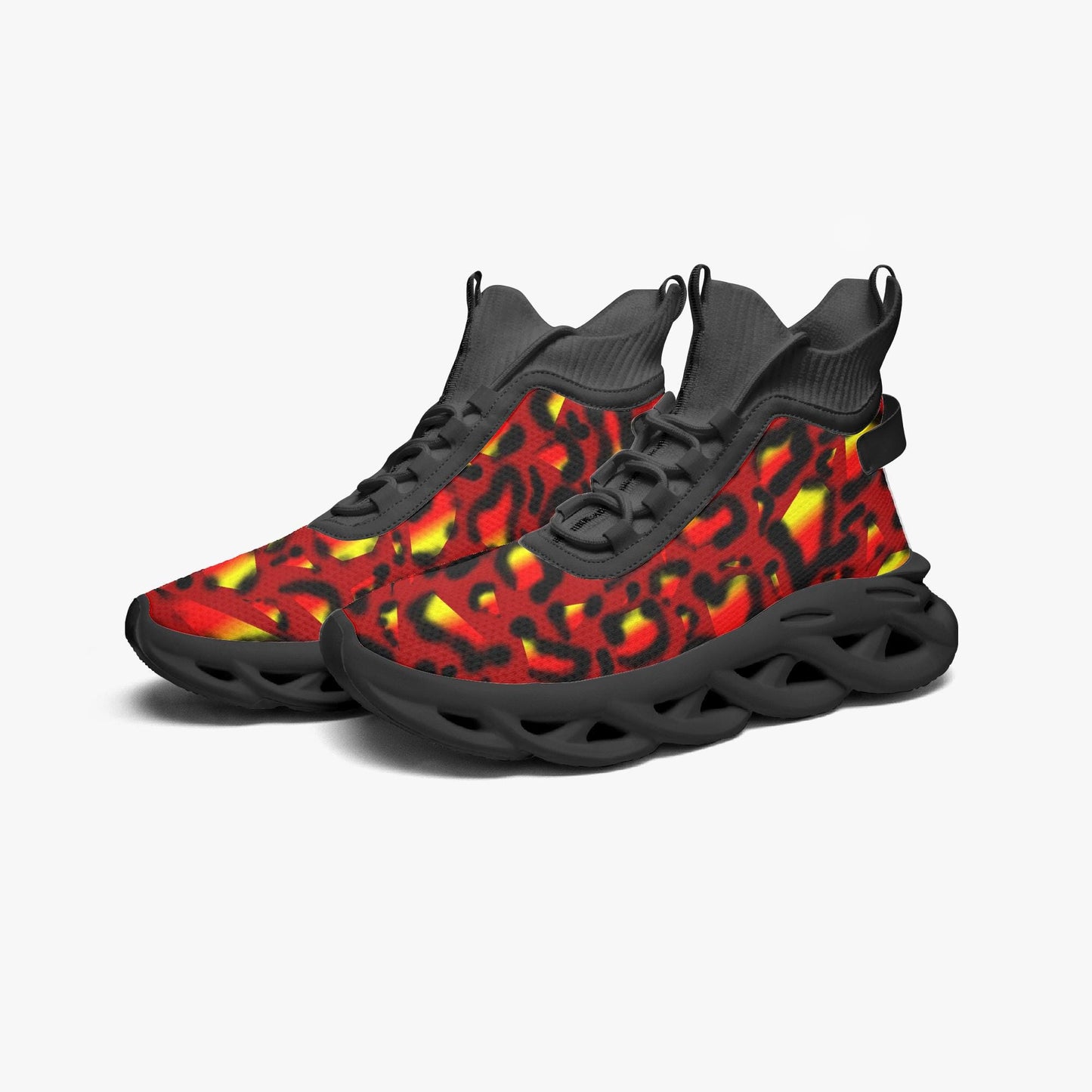 Vibrant Animal Print High-top Bounce Mesh Knit Sneakers